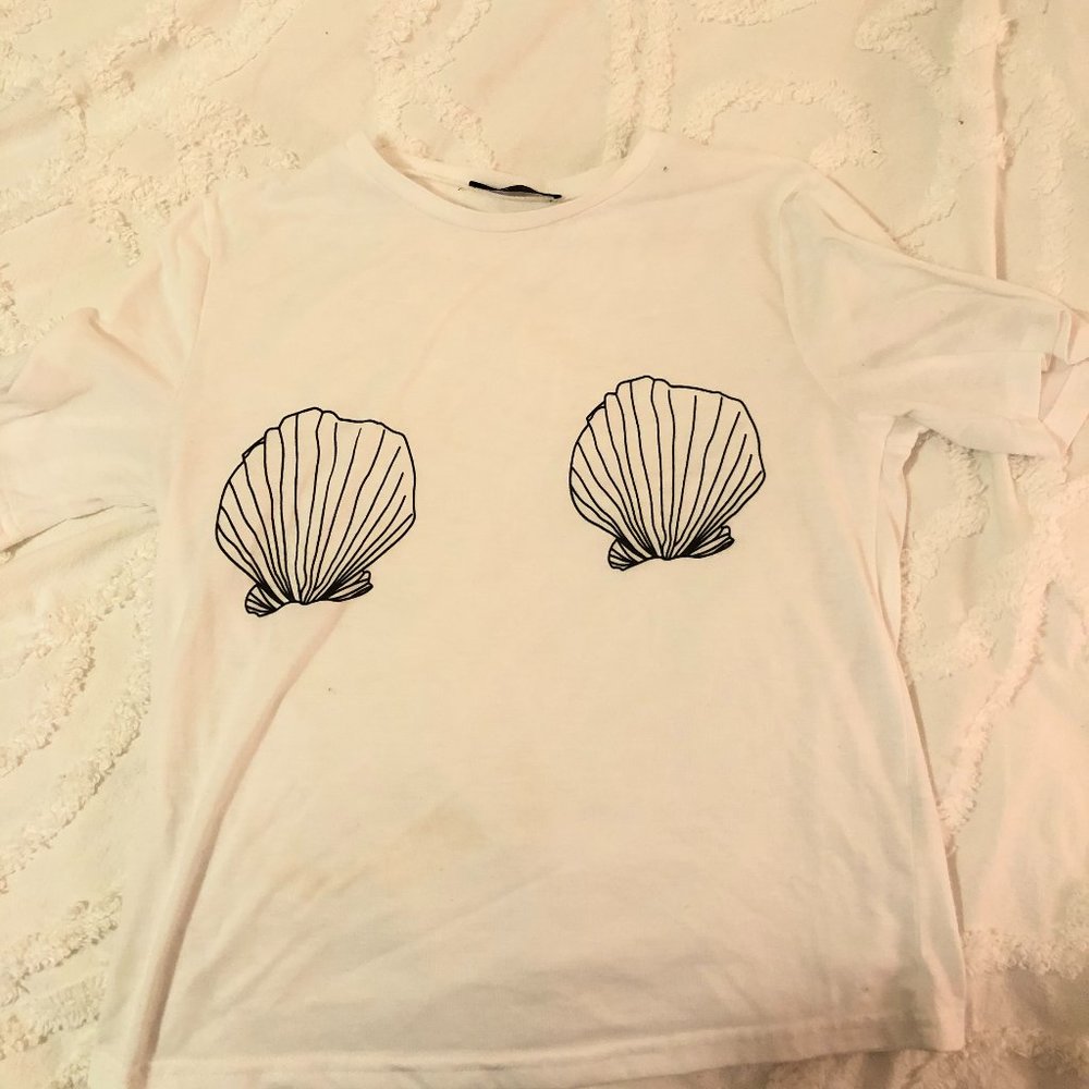 SHEIN, white, seashell Tshirt